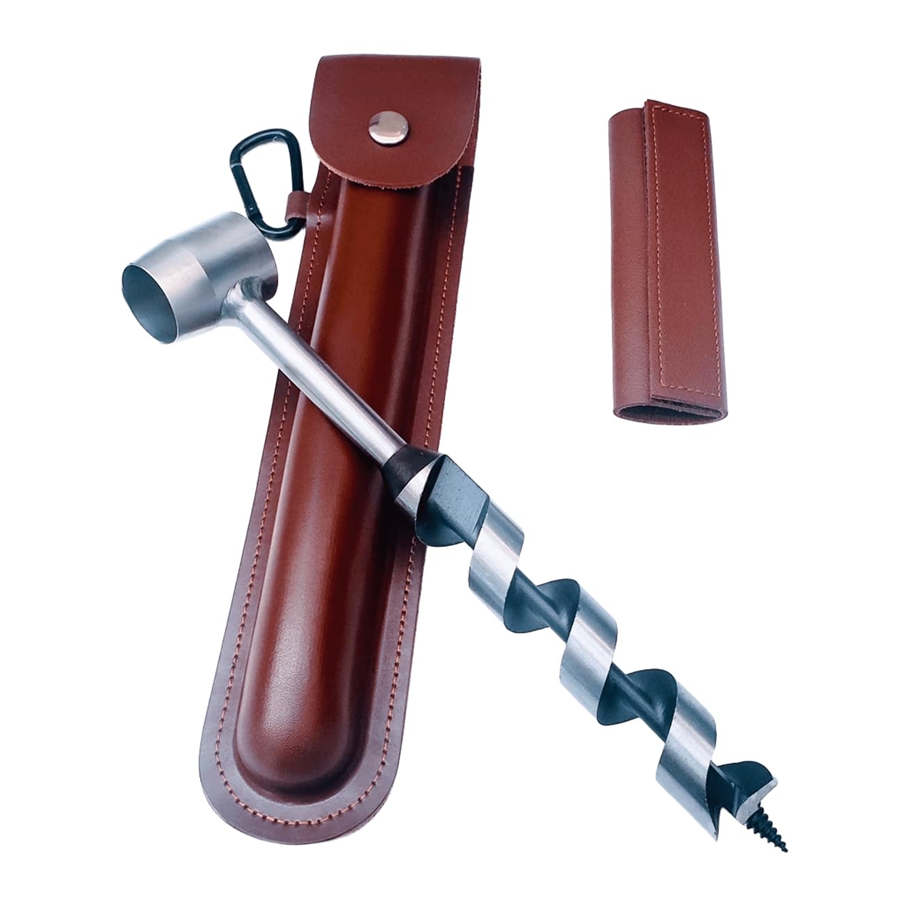 Bushcraft Gear handboorsleutel en Scotch Eye houtvijzelboor Essentiële overlevingsgereedschappen for kamperen, buiten, wandelen, met leren etui en haak (Size : 2