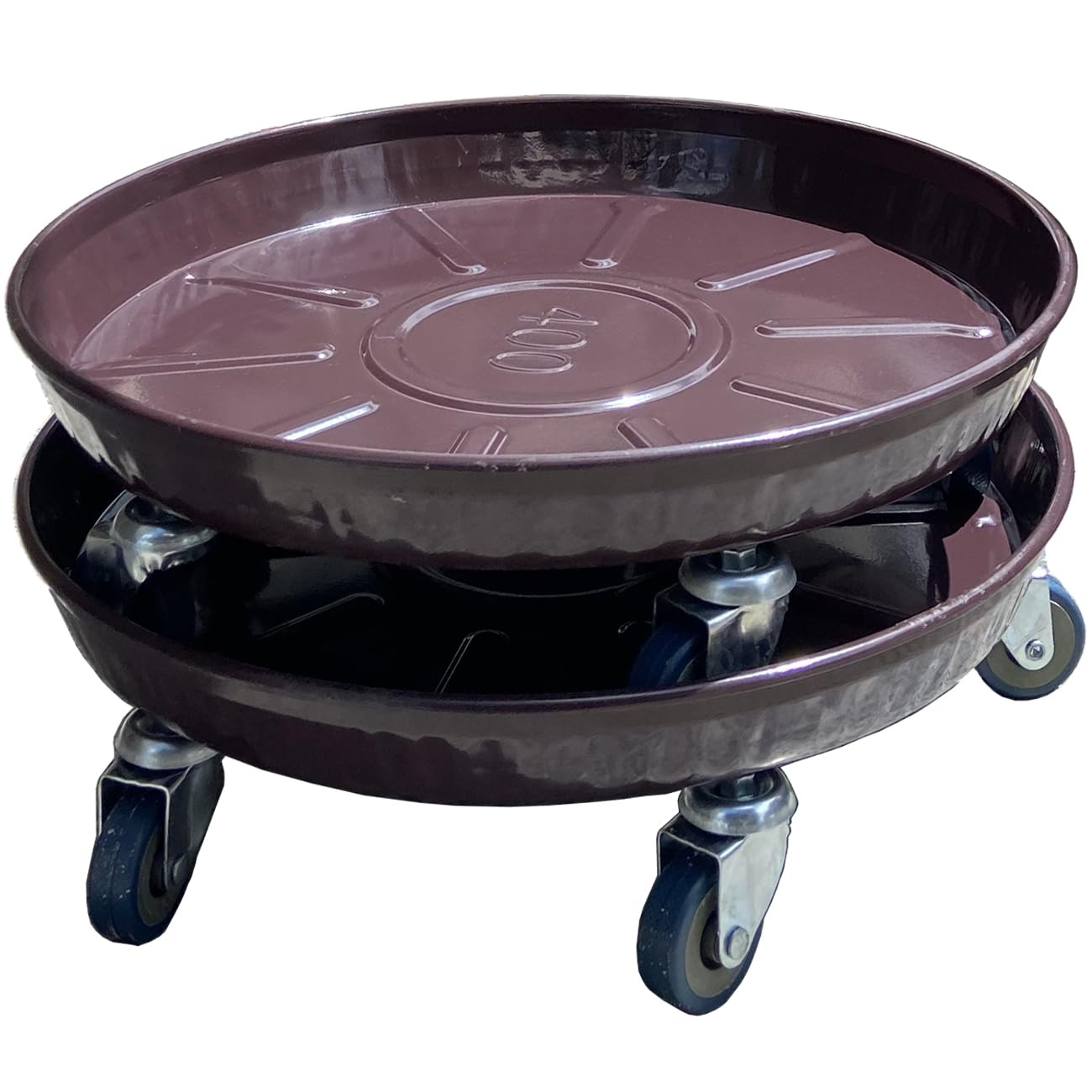 Plant Caddy with Wheels 16 Inches Maroon Metal Heavy Duty 2 Pcs -Planter Caddies Rolling Plant Stand with Wheels Round Flower Pot Mover Plant Dolly Holder Planter