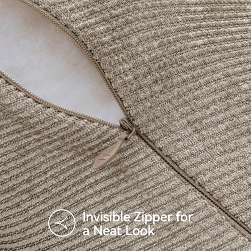 Image of a moment Pack of 2 Decorative Chenille Throw Pillow Covers with Twill Cushion Covers for Sofa Living Room Couch Bed 12x20 Inch Light Brown
