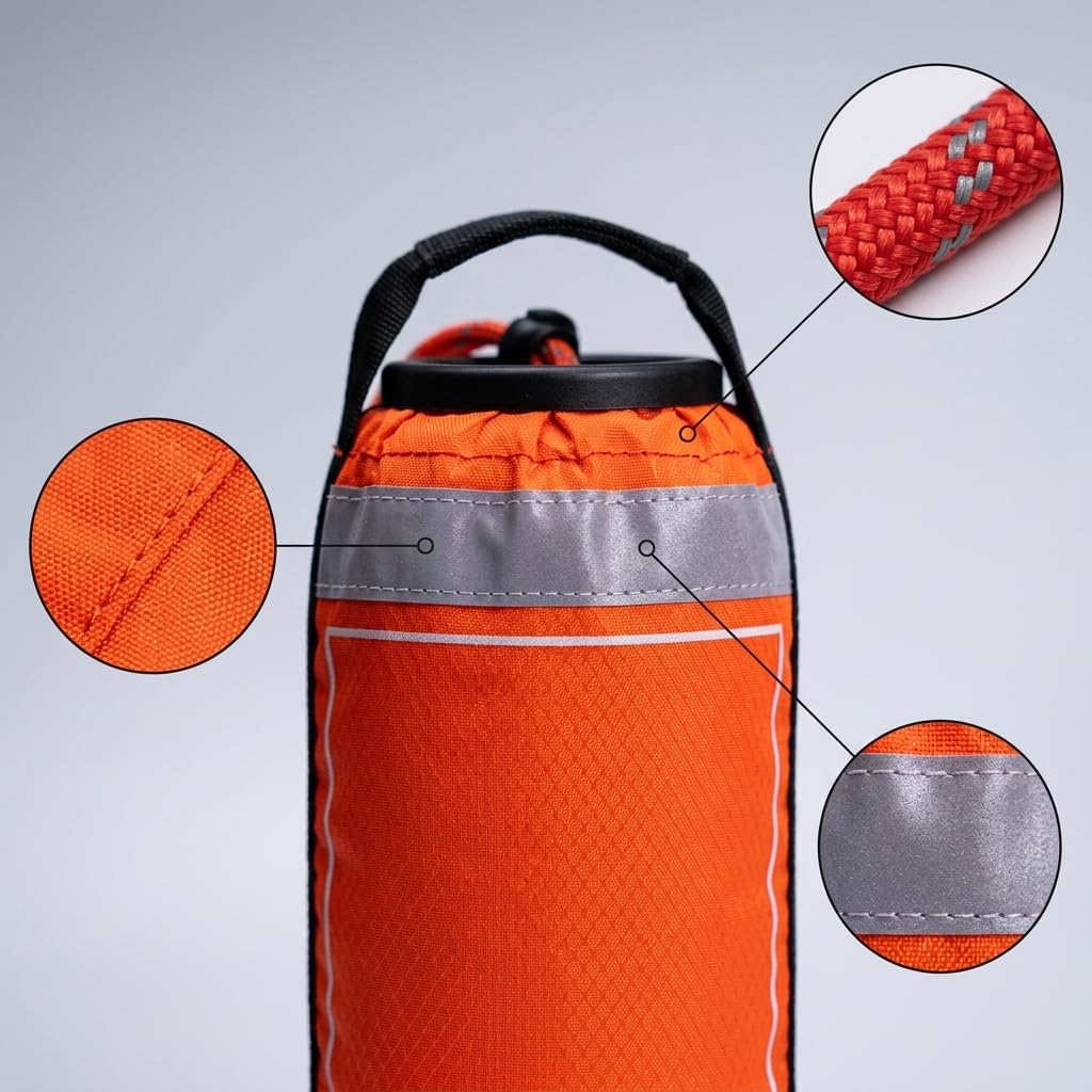 Línea Salvamento para en Agua con Bolsa Nylon Que Evita el Hundimiento y Reflectores para Visibilidad en Condiciones con Mosquetón, Style to 2