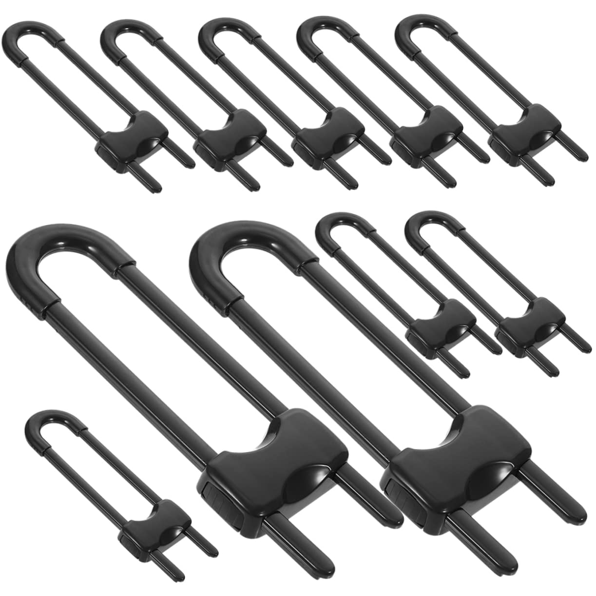 Abaodam 12pcs Verrous de Sécurité pour Bébé U-forme sans Vis pour Portes et Placards 100% Noir