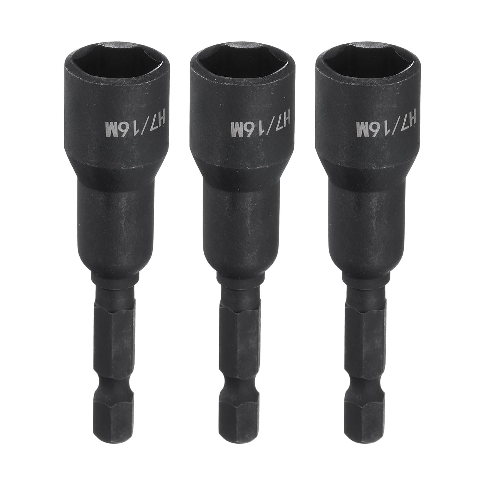 sourcing map 3Pcs Magnetic Nut Driver 7/16" x 1/4" Quick Change Hex Shank Magnetic SAE Nut Driver CRV Steel for Impact Drive Nuts Bolts Driver Bit Set for Drill
