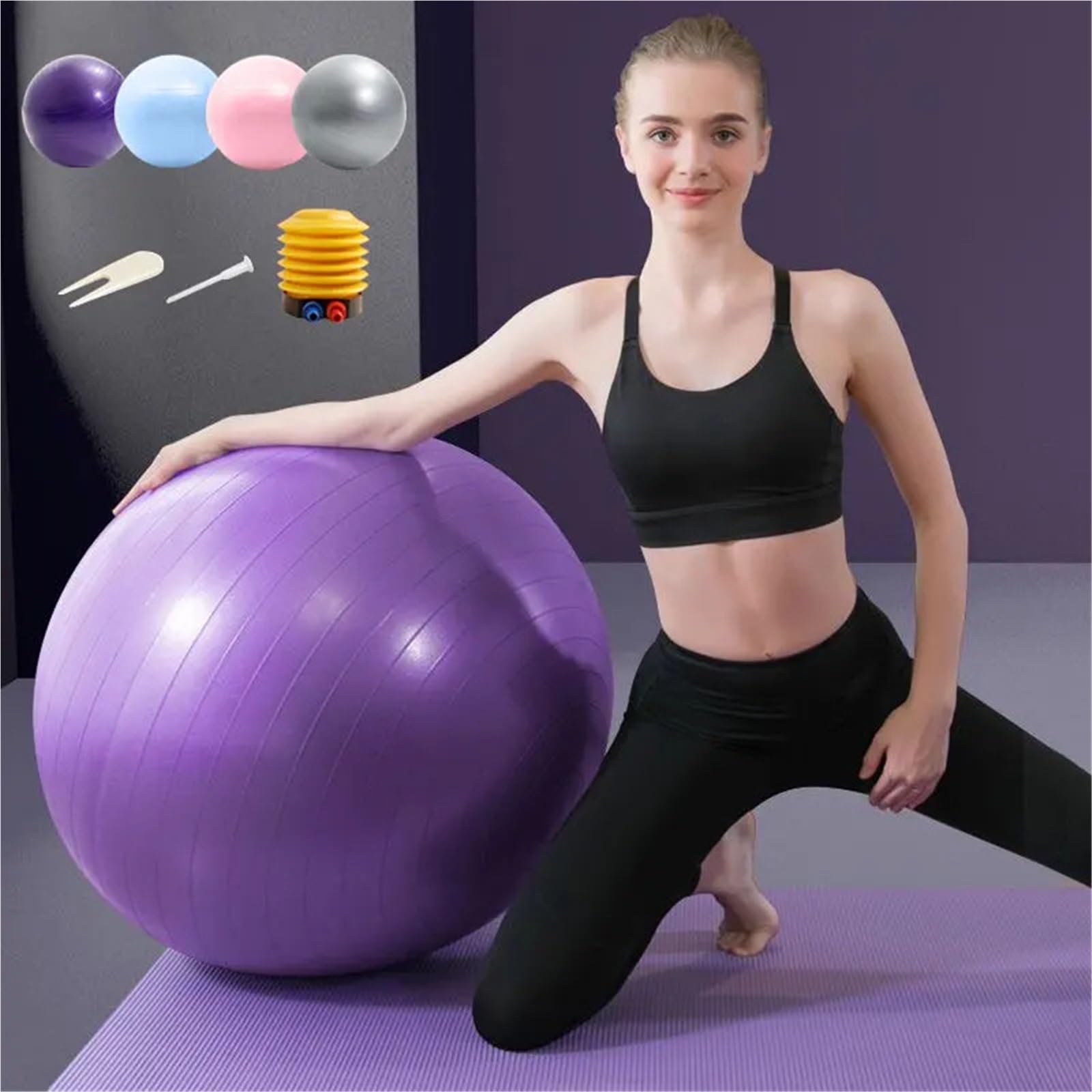 Pelota Ejercicio Pelotas de Fitness 65CM, Pelota Yoga Gruesa a Prueba explosiones, Ejercicio, Gimnasio en casa, Equipo Pilates, Equilibrio