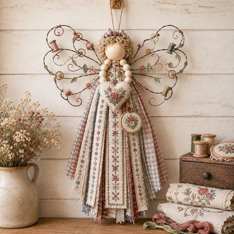 Handmade Angel Fabric Hanging DIY Kit, Angel Craft Kit Wall Weaving for Home Wall Decor Christmas Gift