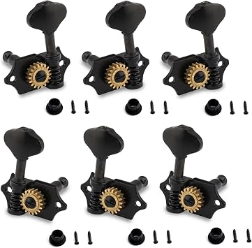 Open Gear Guitar String Tuning Pegs Machine Heads Tuners Slotted Head 118 Gear Ratio Tuning Keys 3L 3R for Acoustic Guitar Classical Guitar Ukulele or Electric Guitar Black Butterbean.