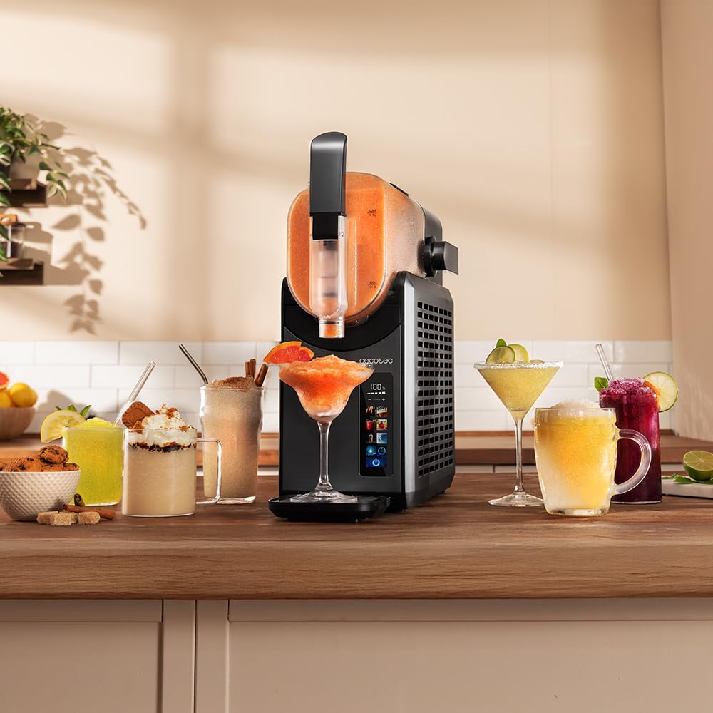 Cecotec Macchina per Granita - Sorbetto Elettrica 2,6L Twist&Ice 2600. 220W, Bevande in 15-60min, 1,9L per Ingredienti, Tattile, 6 Modalità, Raffreddamento Adattabile, Ergonomico, Beccuccio Antigoccia