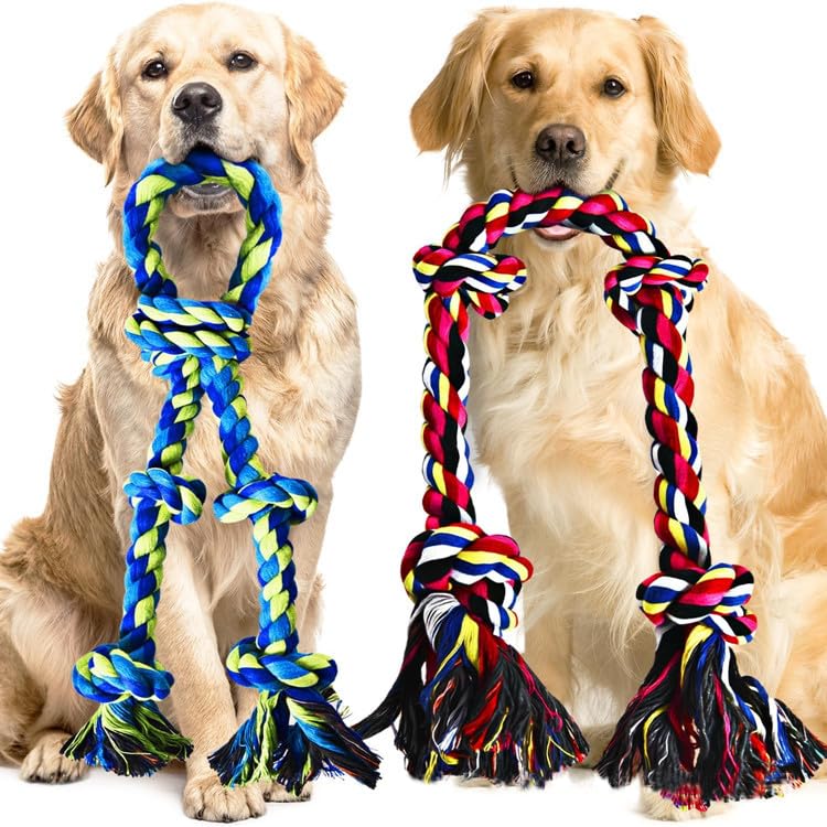 Speedy Panther 2 Pack Dog Rope Toys for Large Medium Dogs Durable Chew Toys for Aggressive Chewers Safe & Non-Toxic Tough Rope Tug Toy for Teeth Cleaning