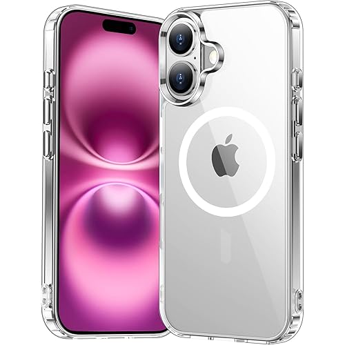 Temdan for iPhone 16 Plus Case Clear, [Compatible with Magsafe][Anti-Yellowing][Military-Grade Protection] Shockproof Slim Magnetic Phone Case for iPhone 16 Plus, Transparent