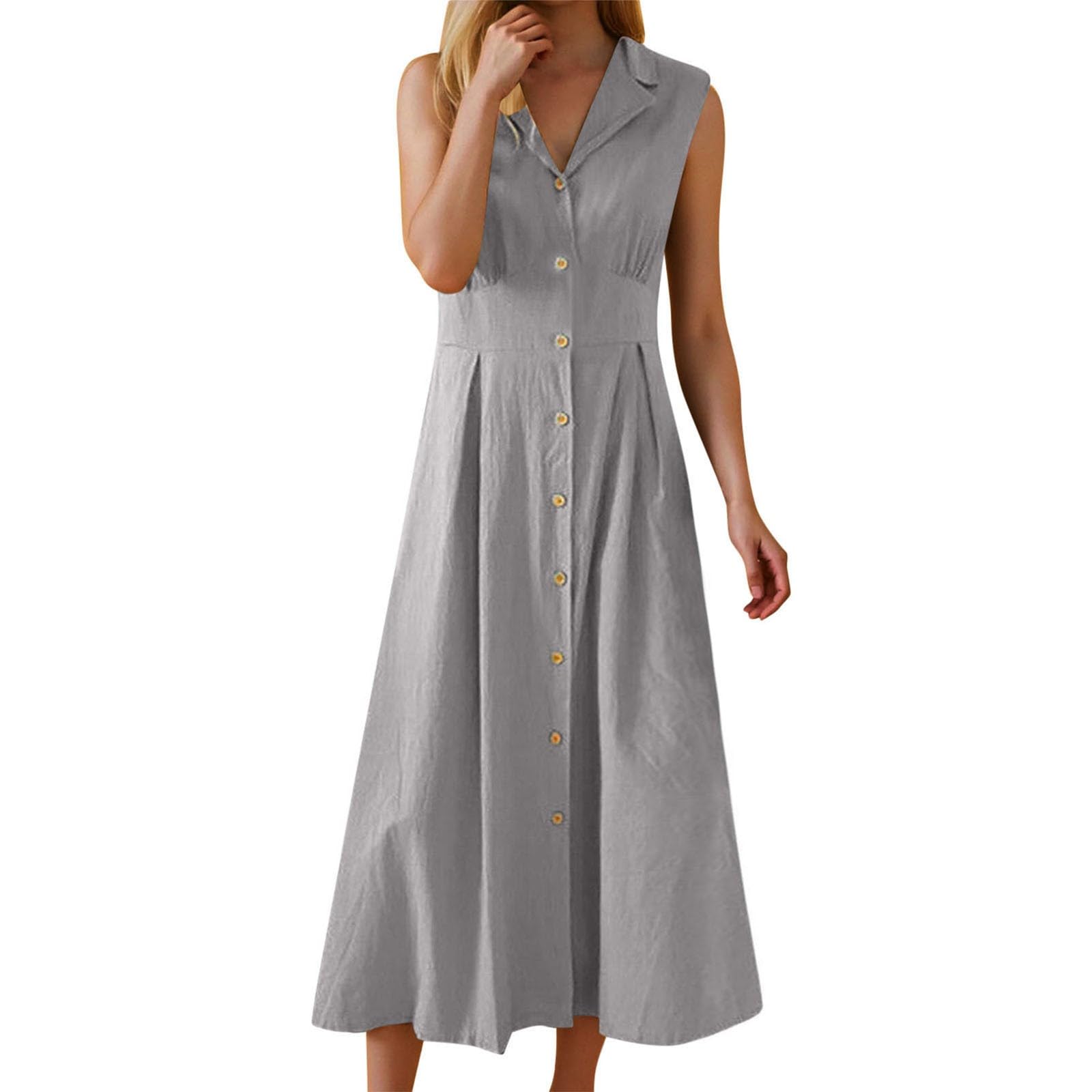 MOCHAMIK Letnia sukienka Sukienka damska Casual Sukienka damska z długim zapięciem na guziki na co dzień Wakacje - Elegancka Wygodna odzież letnia Stylowa Można łączyć z dodatkami
