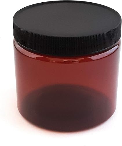 Miniatura 2 de Tarros de plástico ámbar de 16 onzas con tapas negras (paquete de 4) recipientes de almacenamiento vacíos recargables con tapas para crema,