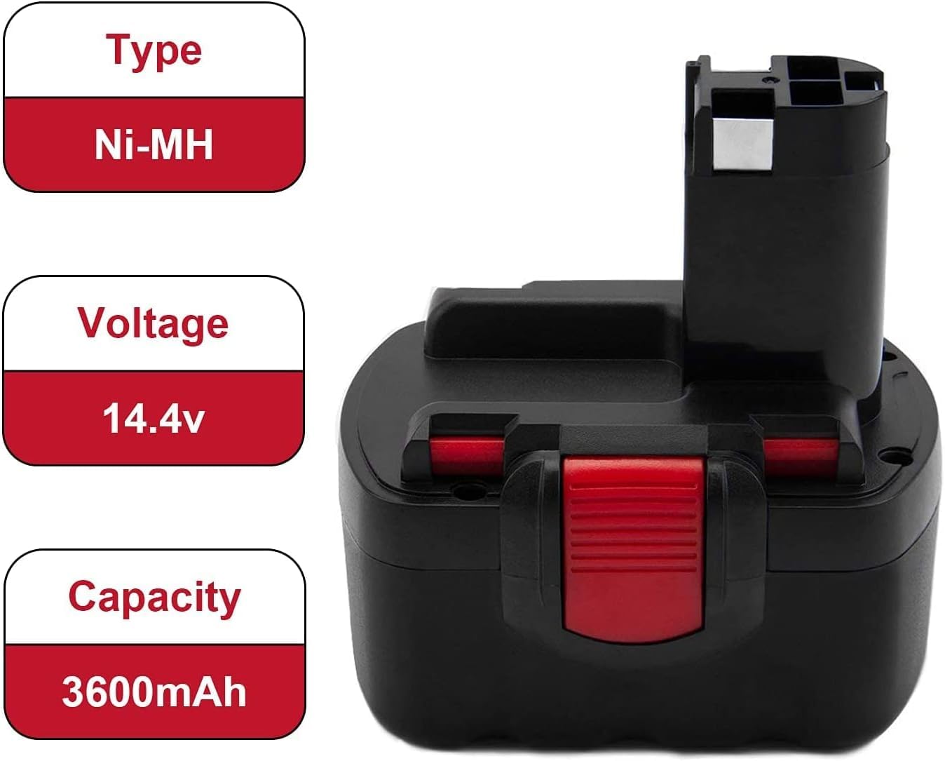 2 pièces 14.4V 3.6Ah pour Bosch Batterie 14.4V de Remplacement Ni-MH BAT038 BAT040 BAT041 BAT140 BAT159 2607335533 2607335275 2607335685 PSR 14.4 13614 13614-2G 15614