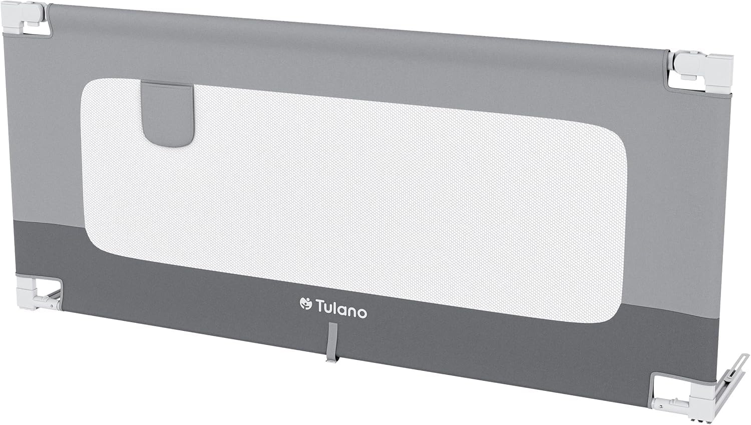 TULANO Cover 46 Bettgitter Kinderbett - Sicherheitsgitter Absenkfunktion - 18-Fach höhenverstellbar - Bettschutzgitter 160 cm - Rausfallschutz für Standardbetten - Für Matratzen 10–28 cm - Grau