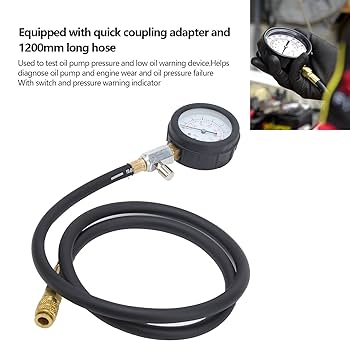 Kit Testeur Pression Huile QUNNIE 0-140 PSI - Manomètre Avec 10 Adaptateurs Pour Voiture, Moto, Camion