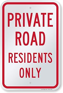 SmartSign Aluminum Sign, Legend"Private Road-Residents Only", 18" High X 12" Wide, Red on White