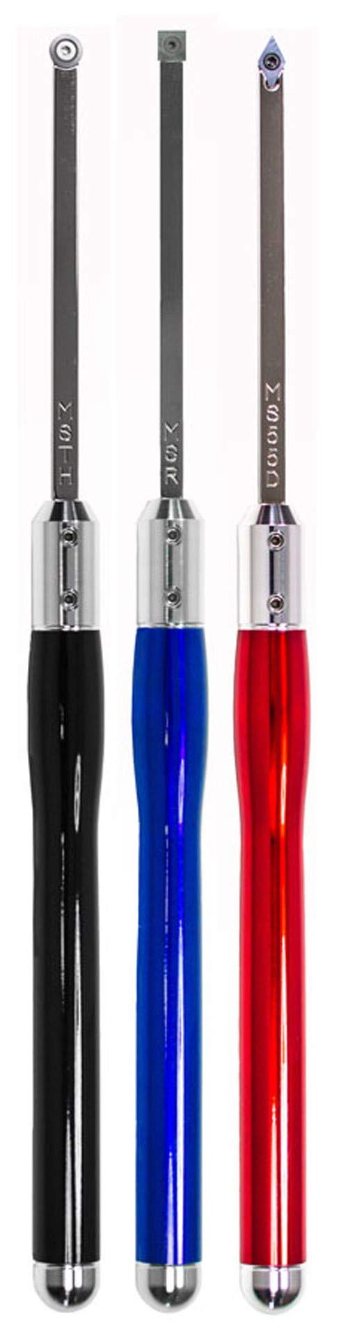 Simple Woodturning Tools3 Carbide Wood Turning Tools with Rougher, Finisher, Detailer & 12" Color Coded Solid Aluminum Lathe Tool Handles, USA Made