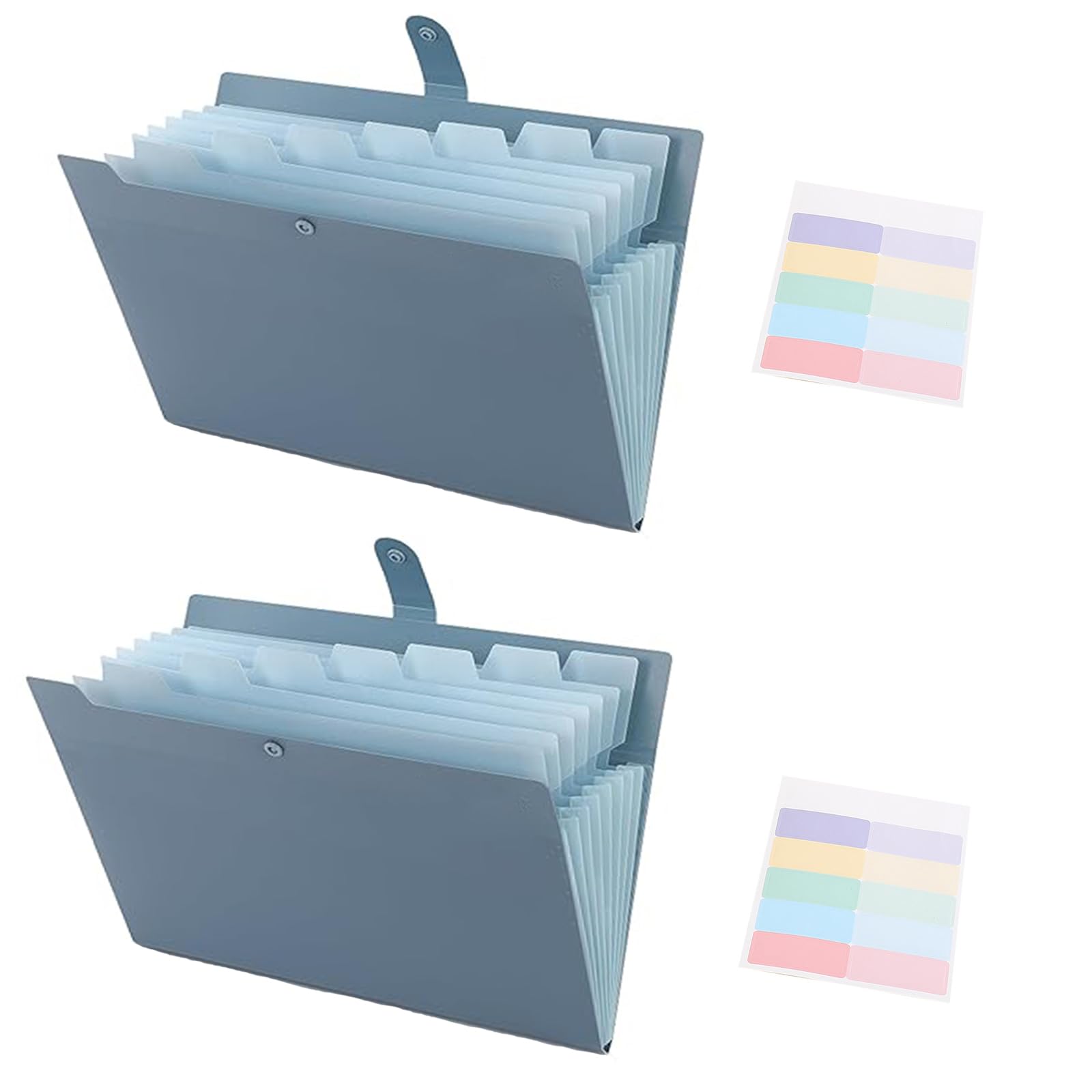2 Pack A4 Expanding File Folder 8 Pocket Organiser for Office School Blue