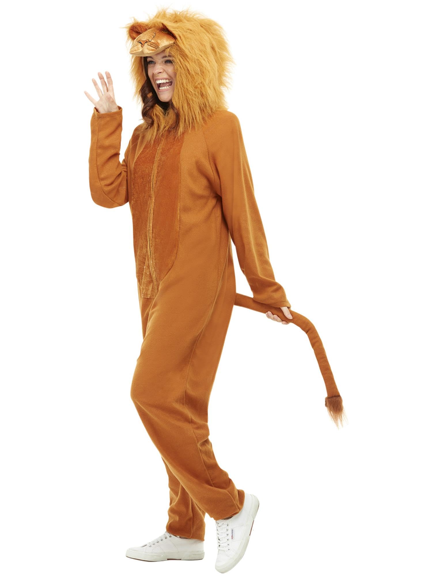 Smiffys Löwenkostüm, Braun, Mit Kapuzen Jumpsuit
