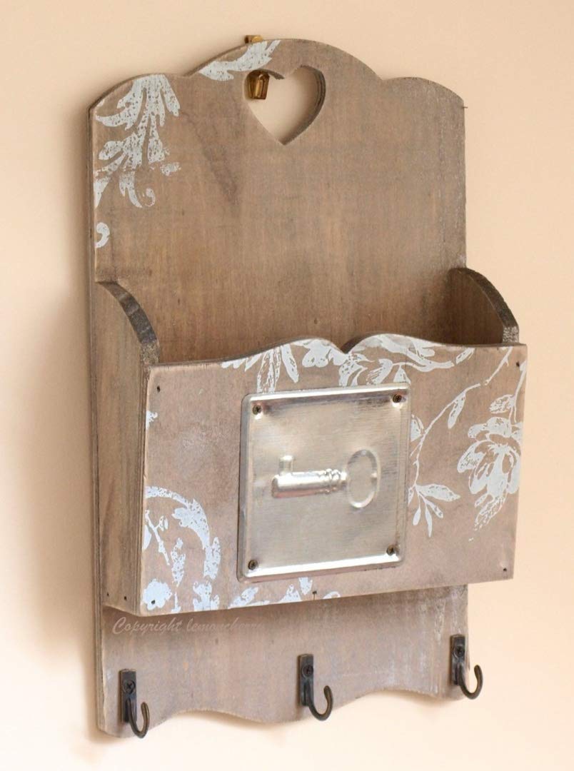 Décoration Murale Rétro Pratique Porte-clés / Organiseur Mural En Bois Vintage Gris - Dimensions 26x18x4 Cm - VANZACK Organisateur Courrier Clés Mural Décoration Murale Rétro Pratique Porte-clés / Organiseur Mural En Bois Vintage Gris - Dimensions 26x18x4 Cm - VANZACK Organisateur Courrier Clés Mural