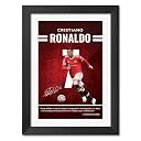TenorArts Cristiano Ronaldo Poster Manchester United Quotes with Signature Laminated Photo Frame Painting with Matt Finish Black Textures (12 inches x 9inches) gallery image