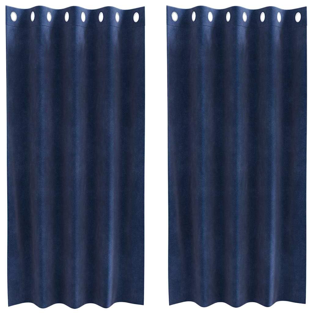 Rideaux occultants 2 pcs Bleu foncé 140 x 175 cm Velours Rideaux Bleu,4107194