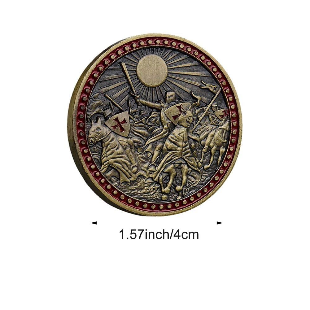 Moneta Pamiątkowa Rycerzy Templariuszy, Moneta Pamiątkowa Krzyżowca, Vintage Moneta Wyzwania, Medal Świętej Tarczy