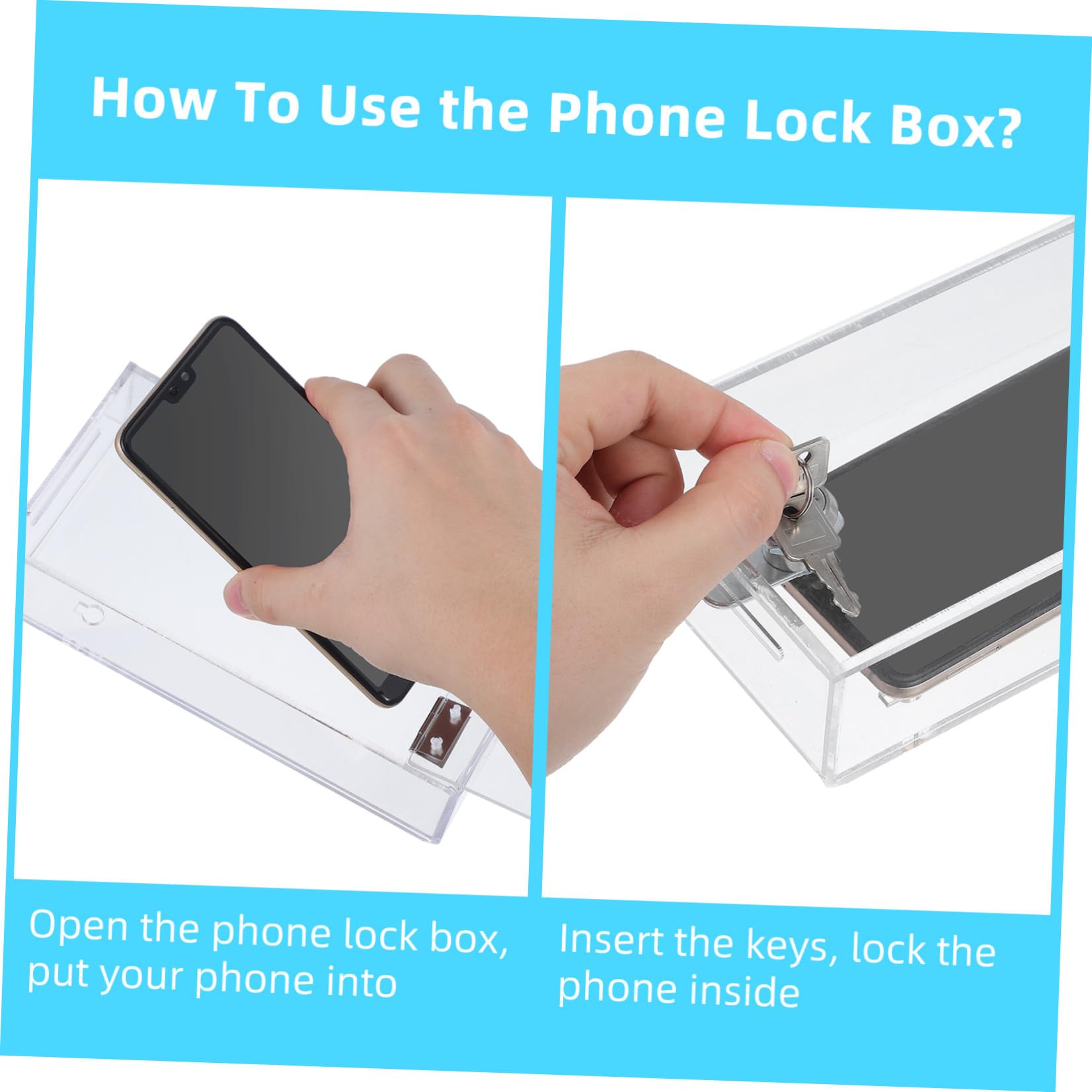 Boîte de Verrouillage Pratique pour Téléphone Portable en Acrylique Transparent, Légère et Facile à Transporter, pour Bureau ou École Style Aléatoire