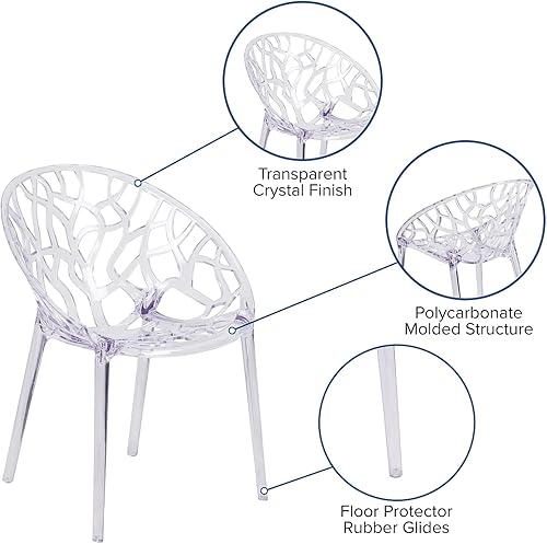 Vista 5 de Flash Furniture Silla auxiliar apilable transparente de la serie Specter