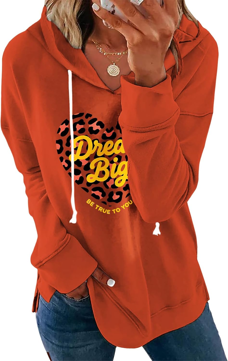 Women's Brown Mandala Print Hoodie Long Sleeve Loose Fit Tunic Top with Drawstring ...