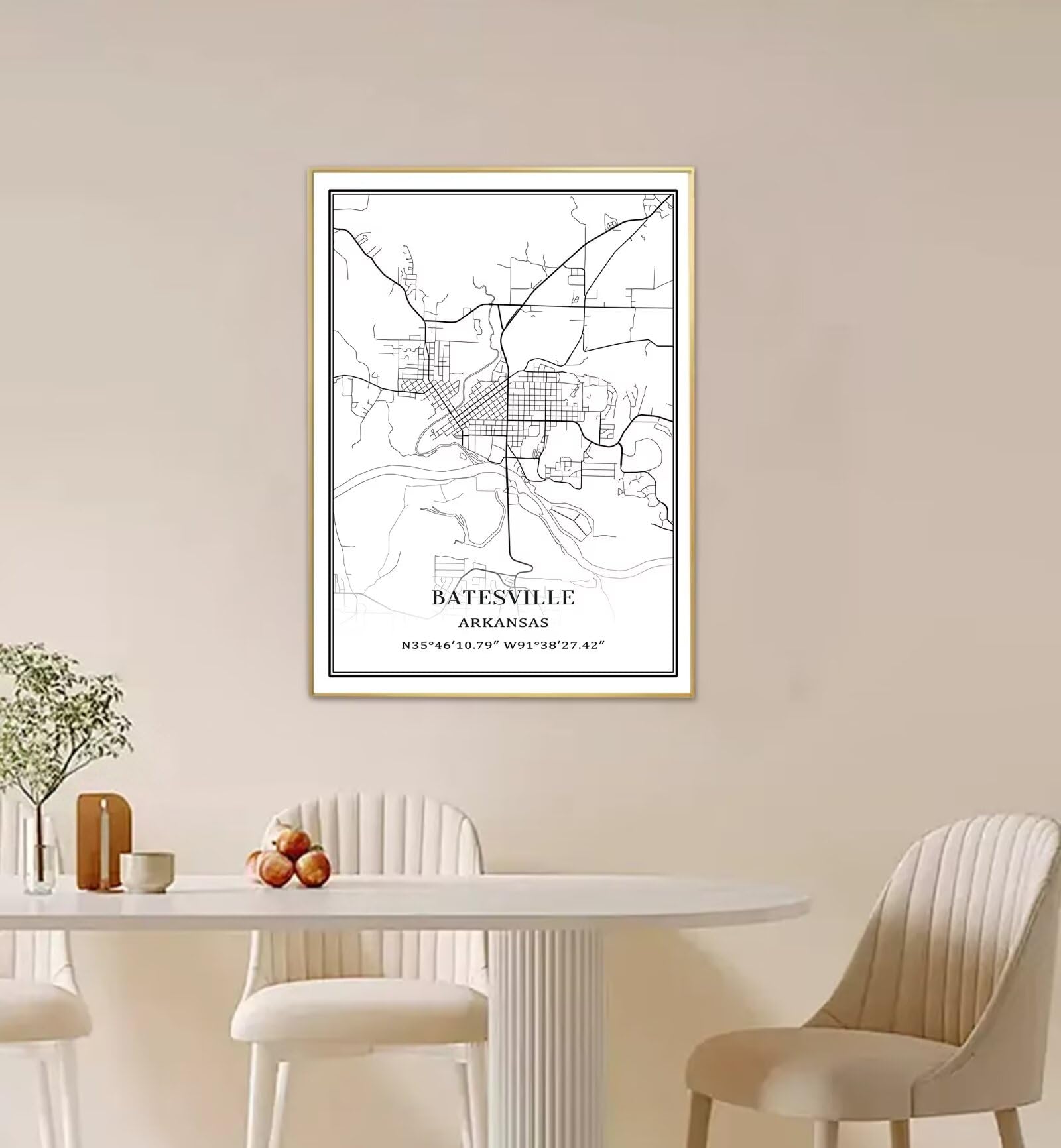 Tanokcrs Batesville Arkansas Ameryka sztuka ścienna mapa miasta obrazy płótno nieoprawiona grafika nowoczesny prosty plakat wystrój domu biura 61 x 91 cm