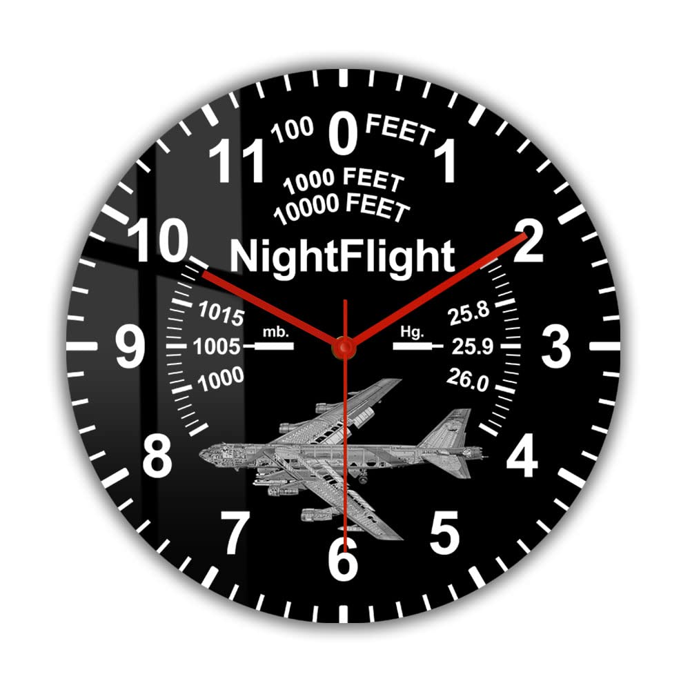 Timethink 12 Inch Silent Quartz Movement Boeing B-52 Stratofortress Modern Wall Clock, Battery Powered, Frameless, Easy to Read, Accurate Timing, Suitable for Home, Office, Bedroom, Kids Room
