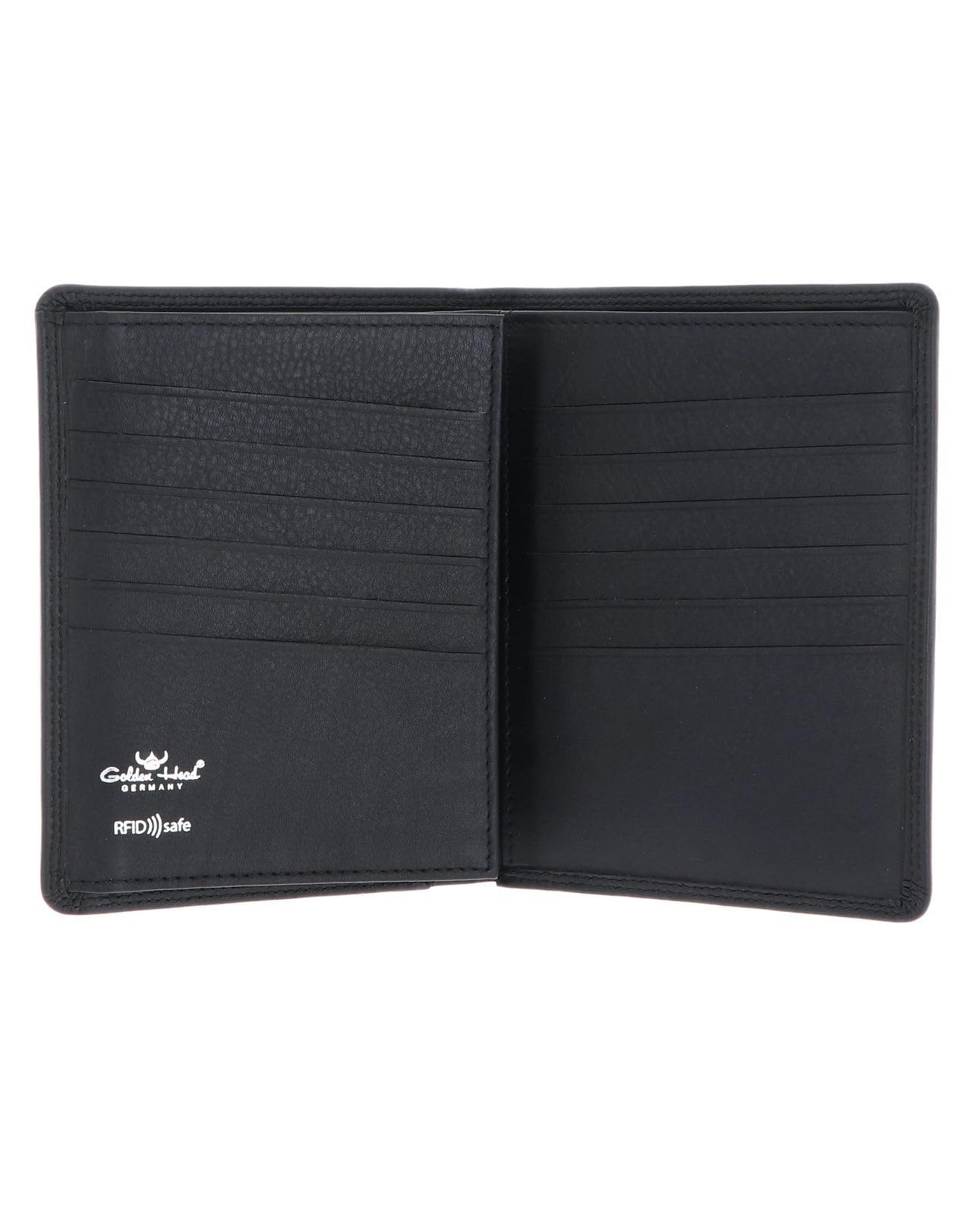 Golden Head Leder Kartenetui Polo RFID Protect Scheintasche ohne Münzfach 1328 Schwarz
