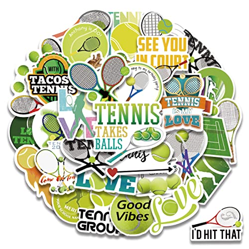 Tennis Stickers 50PCS Tennis Gifts,Tennis Gifts for Teens/Kids,Sports Stickers for Water Bottles(Tennis Stickers)
