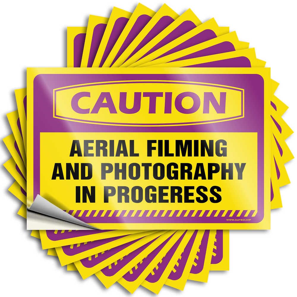 Saying Metal Vinyl Decals, Room Stuff Waterproof Bottle Stickers for Water Bottle | Caution Remote Controlled Aircraft/Aerial Filming Perfect for Comfort Laptop Decor(12X18CM)