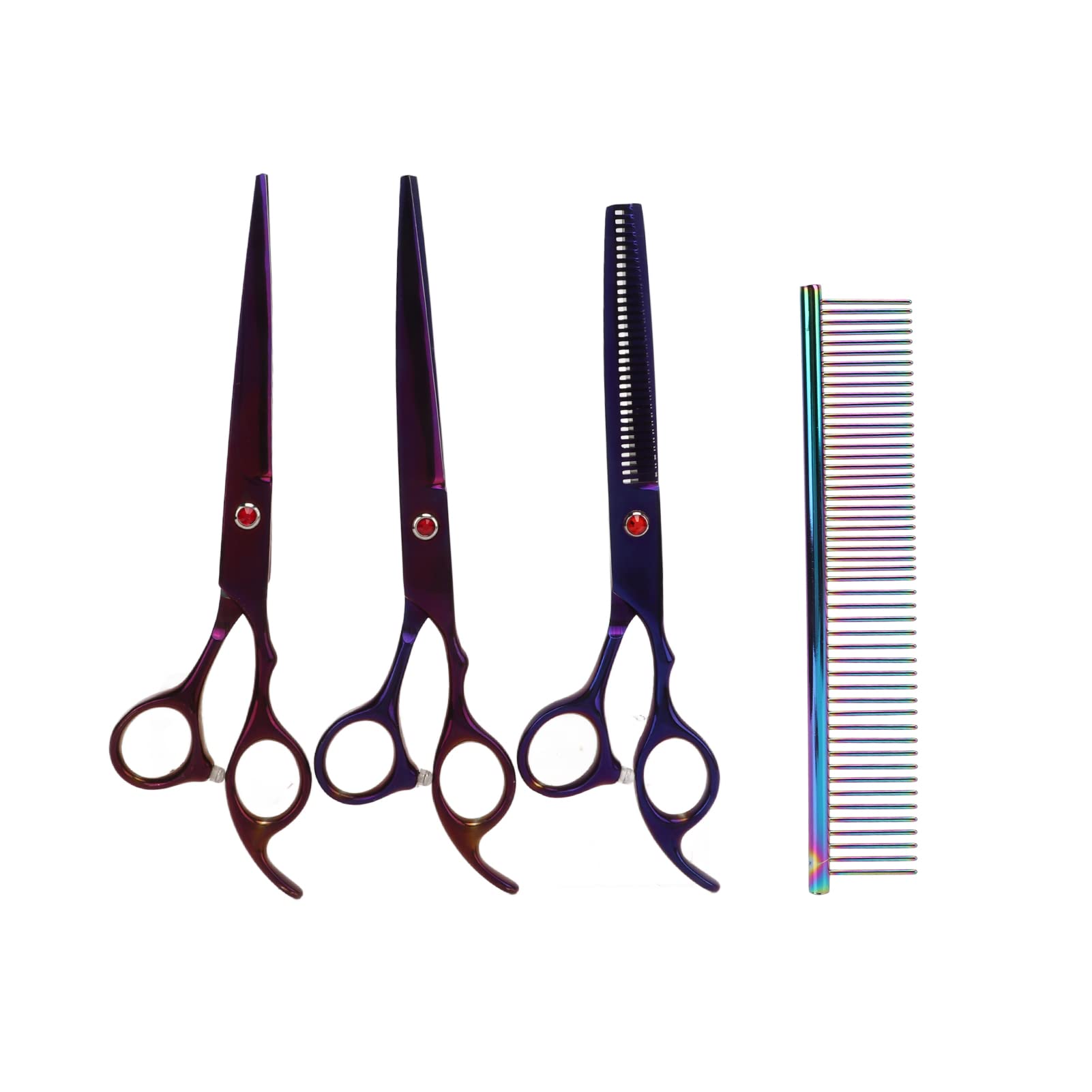 Zerodis Set di Forbici per Toelettatura Animali, Forbici Professionali per la Cura del Pelo 3 Pezzi 7 Pollici con Pettine e Borsa Portaoggetti, for Rifinitura del Pelo di Piccoli Animali