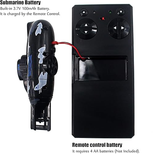 Miniatura 5 de Tipmant Mini submarino RC Control remoto barco barco modelo militar agua eléctrico juguete impermeable buceo niños regalo negro
