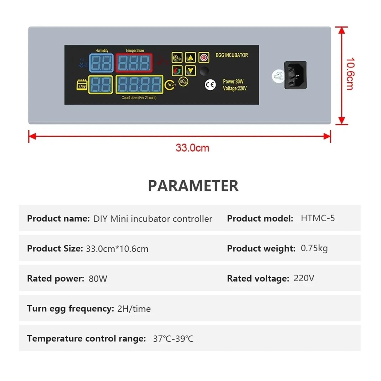 Temperaturregler, Ei-Brutkasten for Ausbrüten, DIY-Inkubator, Mini-Inkubator, Controller-Set, DIY-Ei-Inkubator mit Temperaturregelung, Huhn HTMC-5