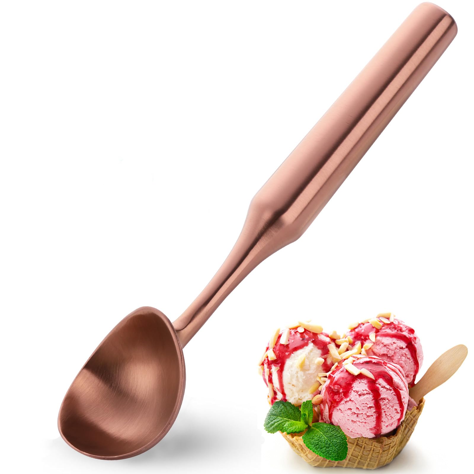 Ice Cream Scoop - Heavy Duty Stainless Steel Icecream Scooper, 9 inches Nonstick Anti-Freeze Ice Cream Scooper for Gelato, Sorbet, Cookie Dough, Melon