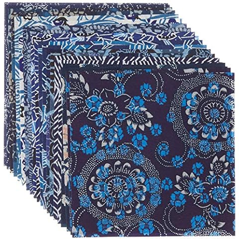 Aitoh YW-622 Origami Paper x 4-inch 20 Sheets-Aizome Chiyogami, Blue Cover