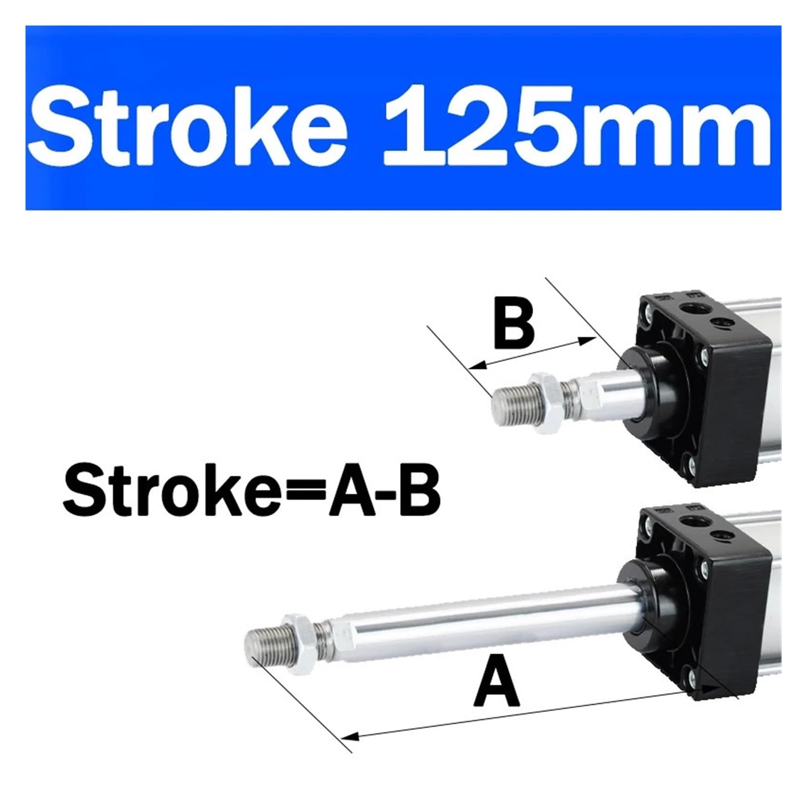 Cilindro estándar doble acción aleación aluminio industrial | Serie SC, 0,1-0,9 MPa, 1,35 MPa máx., componente de accionamiento lineal de carrera larga(Stroke 125mm,BORE 63mm)
