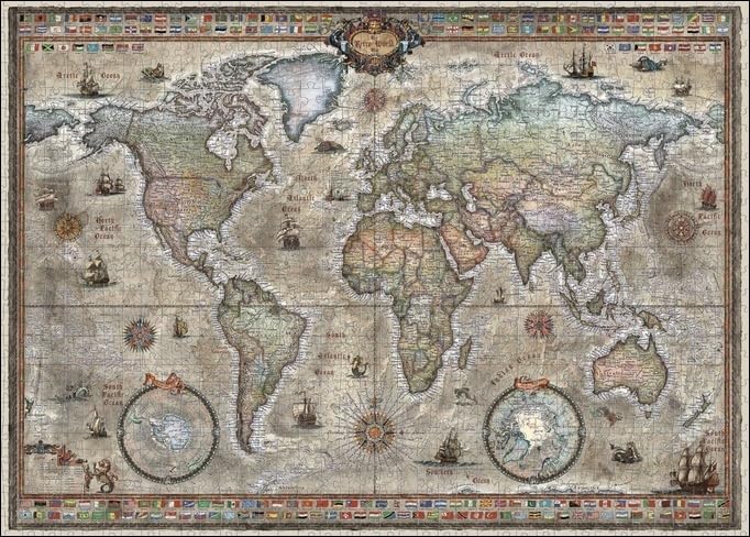Vista 3 de Heye HY29871 Puzzles-Map Art, 1000 Pc-Retro World
