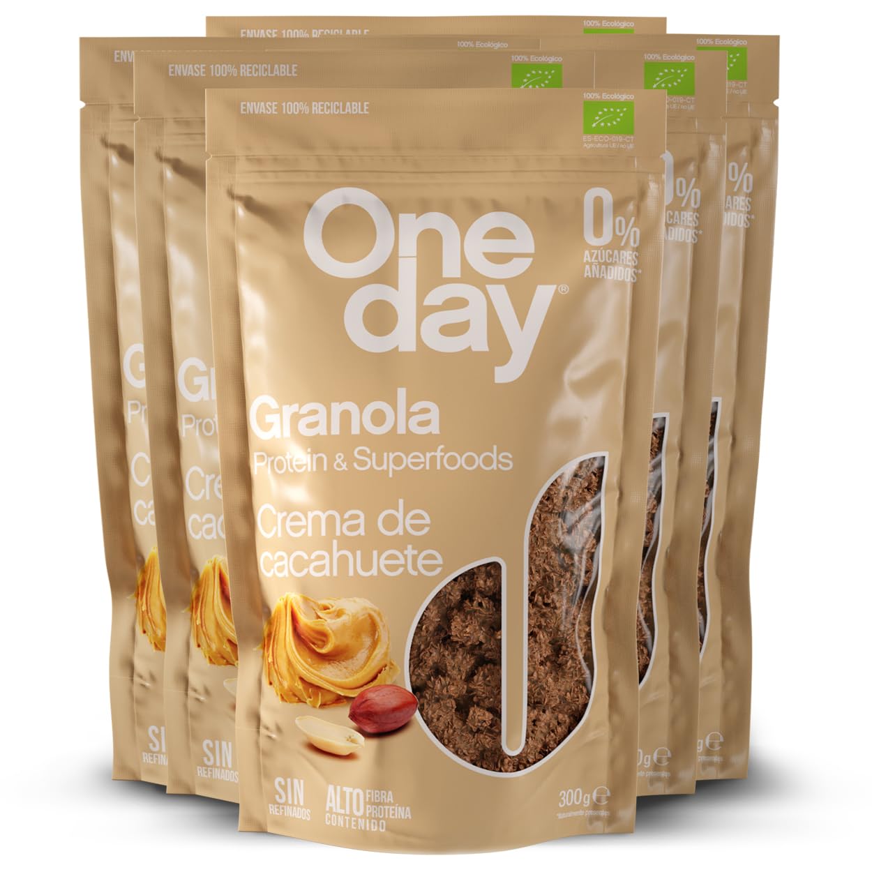 ONE DAY Granola Ecologica, Sin Azucares Añadidos, Alto en Proteína con Superfoods, Altro en Fibra, Pack 6 x 300g (Original, Pack 6 unidades) — view 11