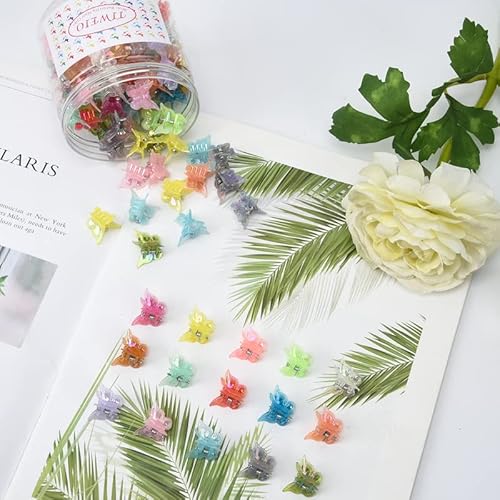 50Pcs Butterfly Hair Clips Butterfly Clips For Hair, Tiweio Mini Hair Clips Small Hair Claw Clips Cute Hair Accessories Clips For Hair 90S Women Girls With Box Package, 15 Assorted Colors #TOP2