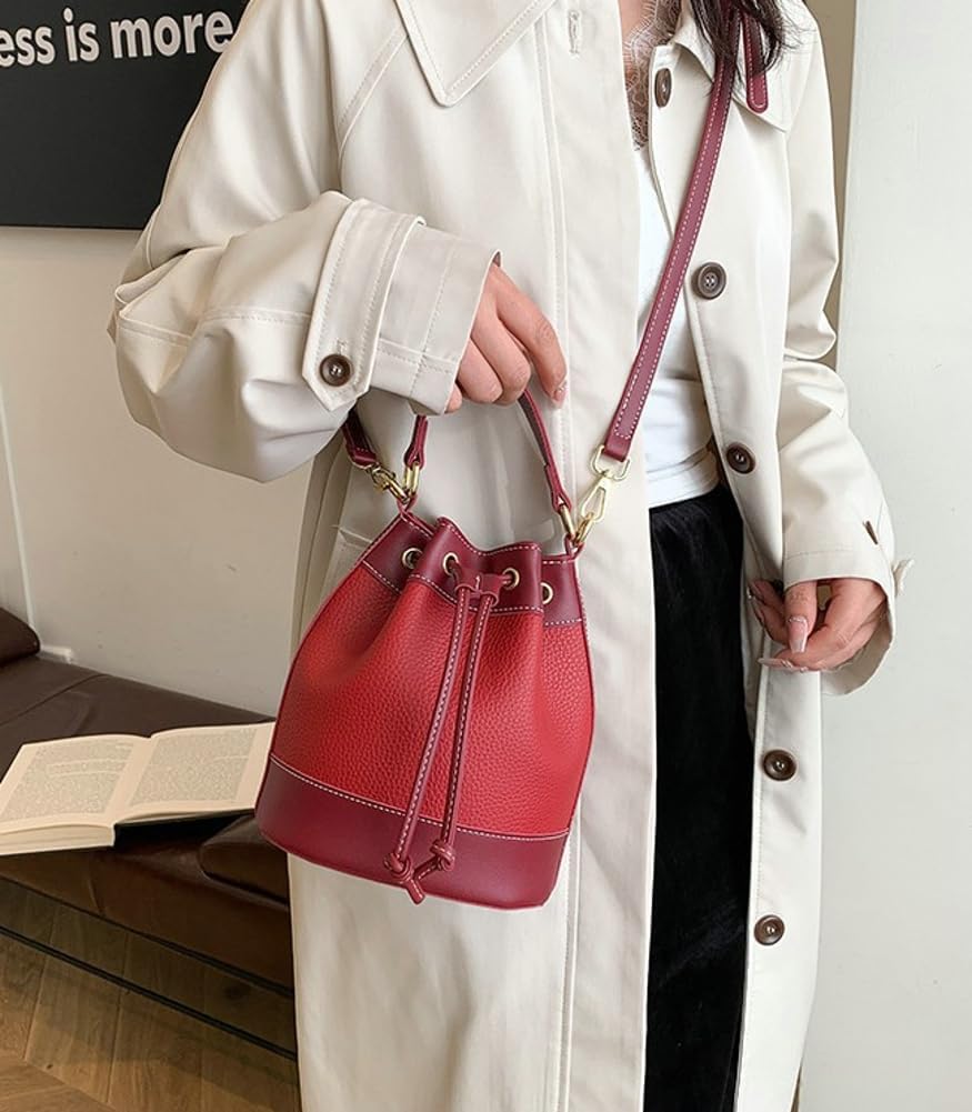 Women’s Retro Bucket Bag Chic Drawstring Hobo Purse with Adjustable Strap Lightweight Shoulder Bag for All Seasons - Image 2