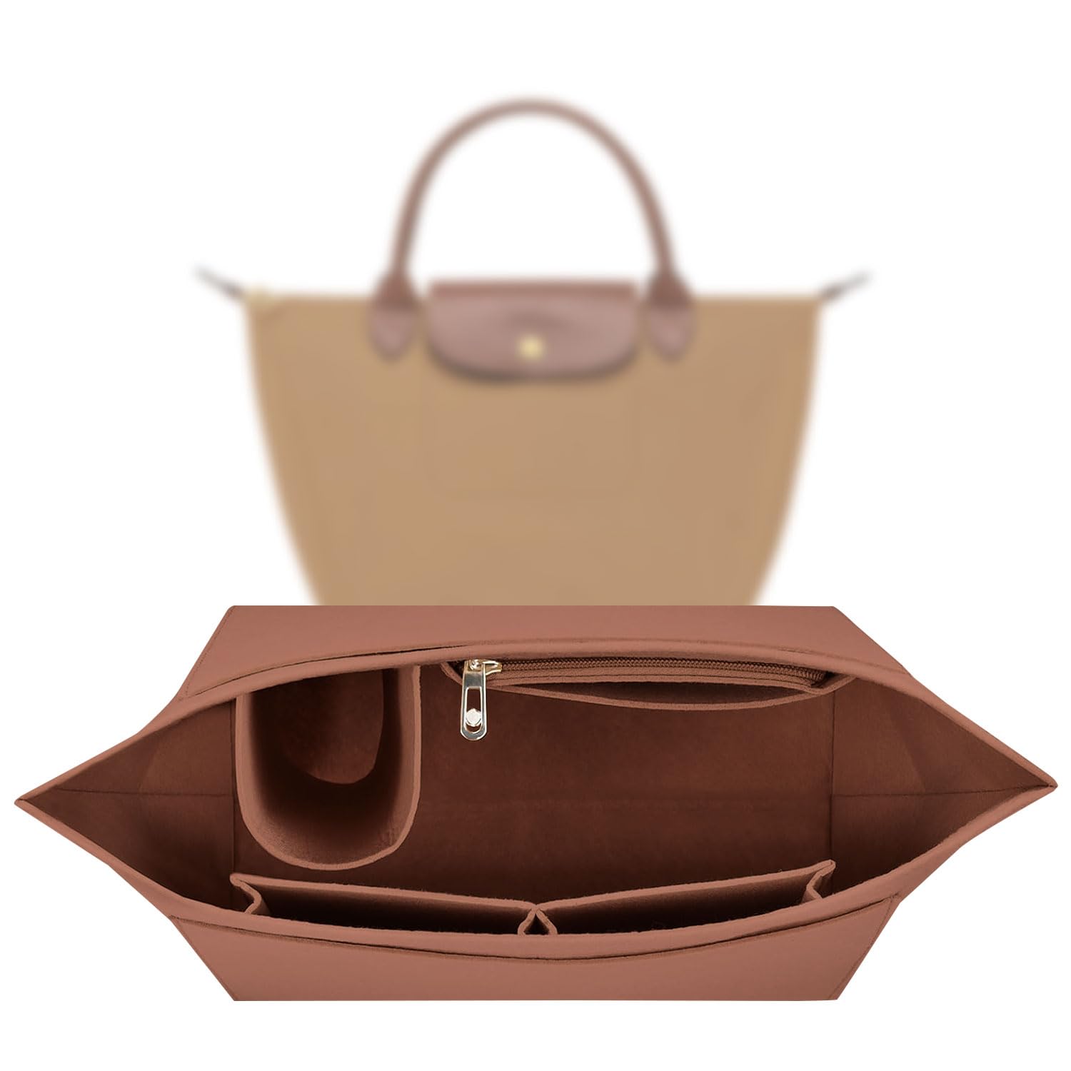 Sunshine Smile Organiser for Longchamp Bag, Multi-Pocket Felt Handbag Organiser, Black