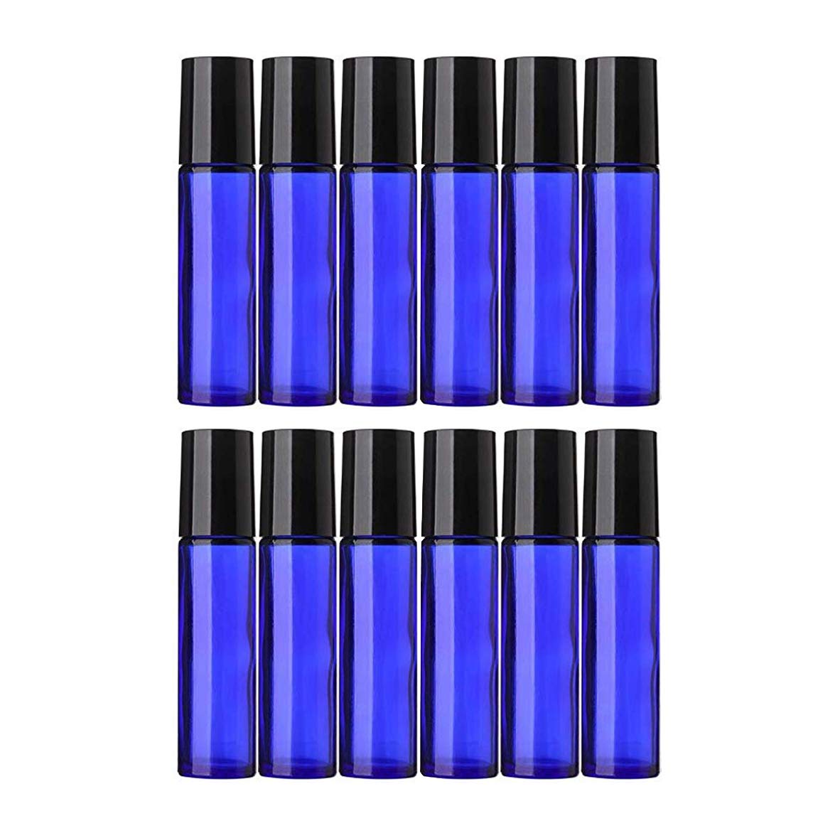 FUTURA MARKET Royal Blue Glass Roll On Bottles with Black Cap for Essential Oils, Perfumes, Attar, Lip Balms, Aromatherapy, Refillable,Reusable,Eco- Freindly- Leakproof Bottle 10ml- Pack of 12