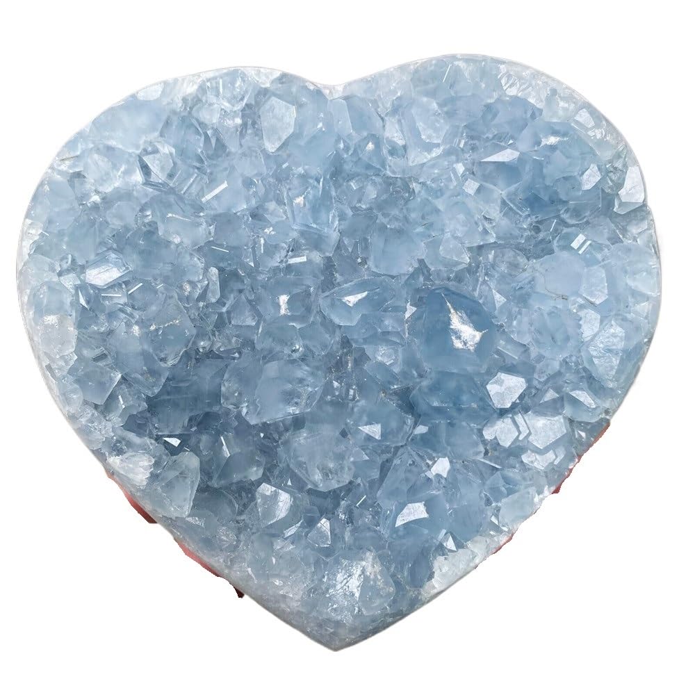 AARTERZZA 1pc 400-450g Celestite Heart Raw Stone Home Decorations Ornament