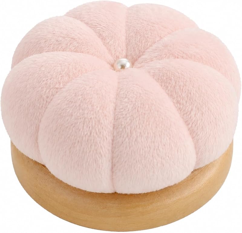 Hilltian Wooden Base Pin Cushion for Sewing with 100 Plastic Head Pins | Wooden Base Sewing Pincushion, Cute Pin Holder, Adorable Design