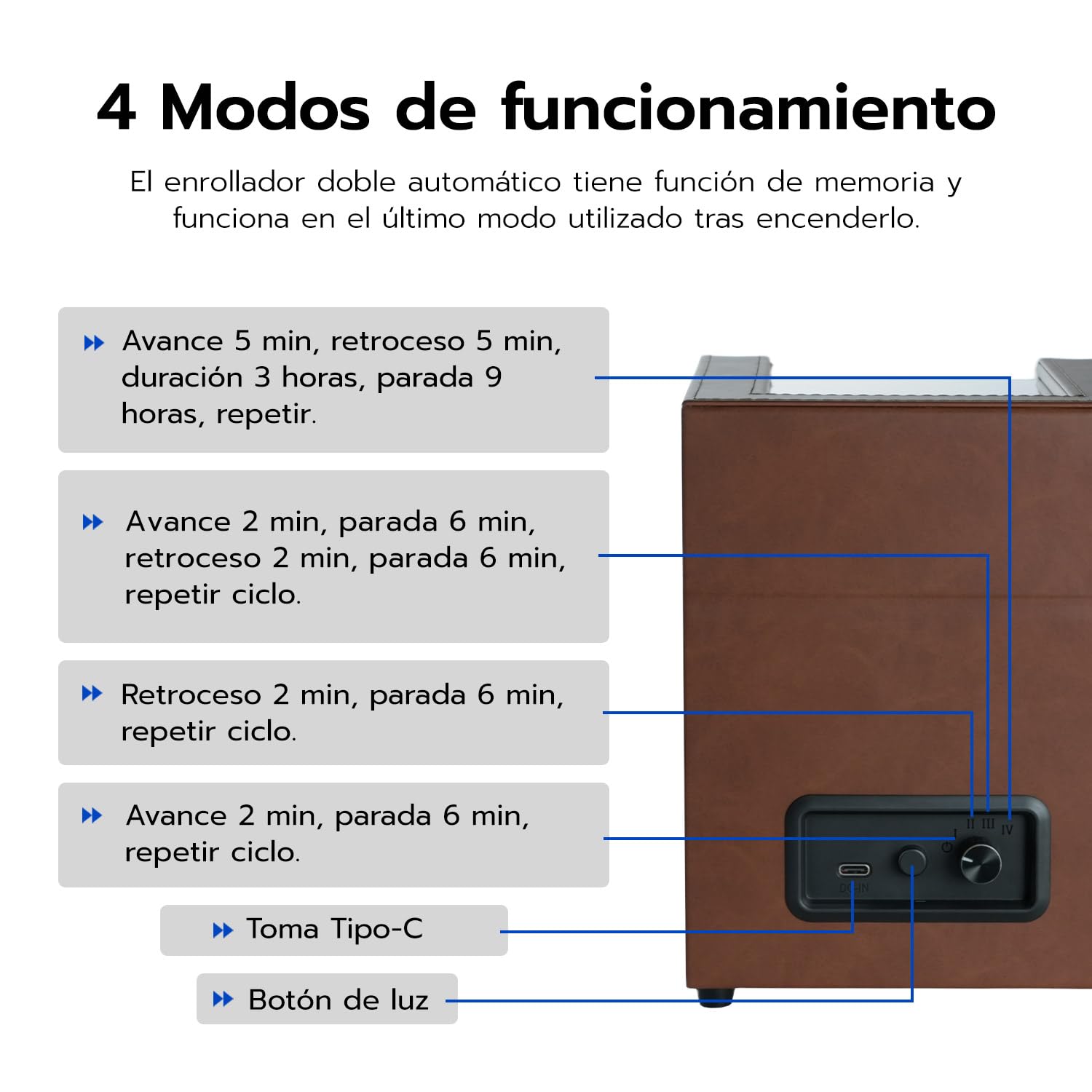 Mcbazel Dual Watch Winder, Cajas Giratorias para Relojes con Luz LED, Estuche para Relojes de Doble Posición, Modos de Rotación Bidireccional, Relojero Automático Almacenamiento – Marrón