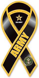 Army Black 2-in-1 Ribbon Magnet by Magnet America Is 8" x 3.875" Made for Vehicles and Refrigerators