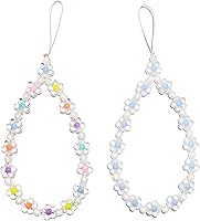 Vista 1 de Abalorio para teléfono con diseño de flores, correa de muñeca con cuentas para bolso de cámara, llavero